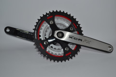 Шатун SR Suntour CW11 XCR V2 424FX SBD BSL 175MM 44/32/22T, чорний-сріблястий