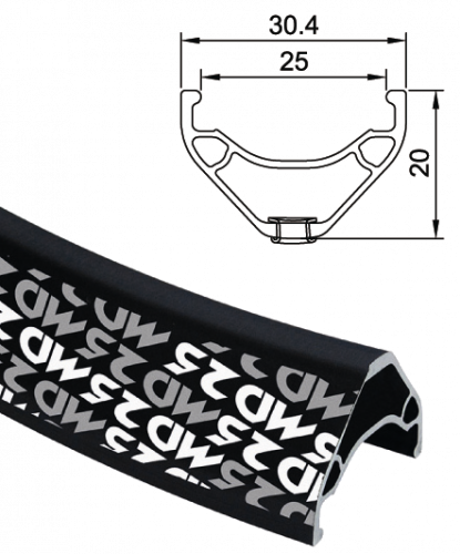 Обід Alex Rims MD25 FV 28H 700C, чорний